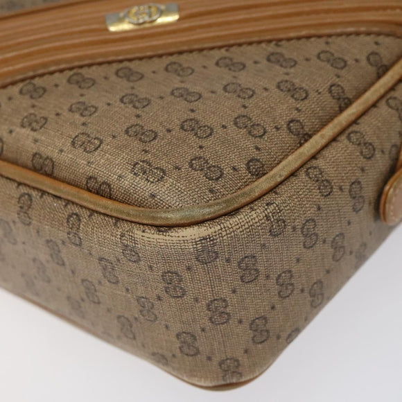 GUCCI Micro GG Supreme Shoulder Bag PVC Leather Brown Gold Auth BA351