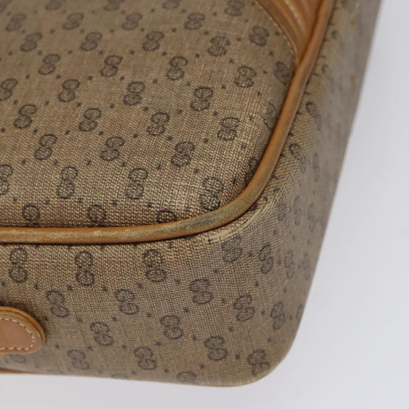 GUCCI Micro GG Supreme Shoulder Bag PVC Leather Brown Gold Auth BA351