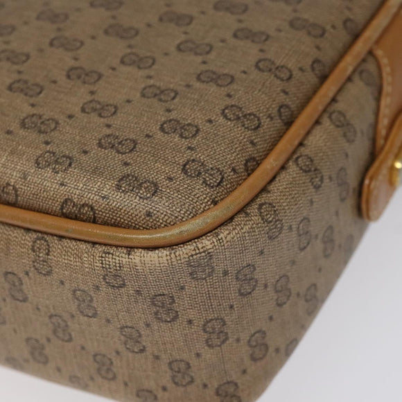 GUCCI Micro GG Supreme Shoulder Bag PVC Leather Brown Gold Auth BA351