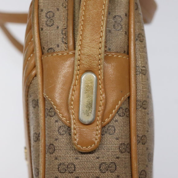 GUCCI Micro GG Supreme Shoulder Bag PVC Leather Brown Gold Auth BA351