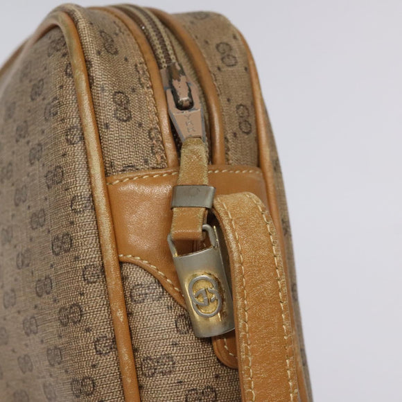 GUCCI Micro GG Supreme Shoulder Bag PVC Leather Brown Gold Auth BA351