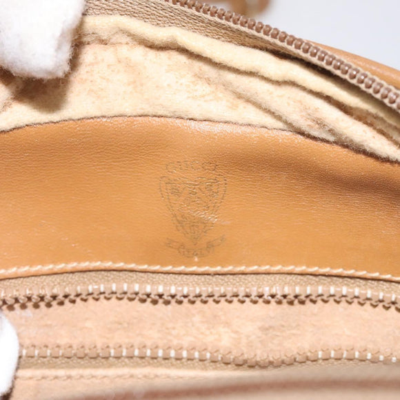 GUCCI Micro GG Supreme Shoulder Bag PVC Leather Brown Gold Auth BA351