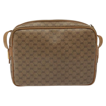 GUCCI Micro GG Supreme Shoulder Bag PVC Leather Brown Gold Auth BA351 - 0