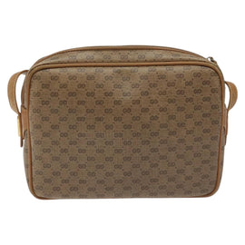 GUCCI Micro GG Supreme Shoulder Bag PVC Leather Brown Gold Auth BA351 - 0