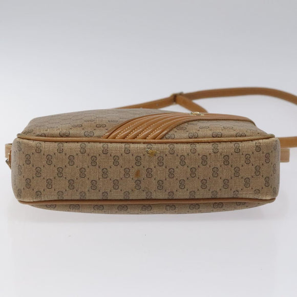 GUCCI Micro GG Supreme Shoulder Bag PVC Leather Brown Gold Auth BA351