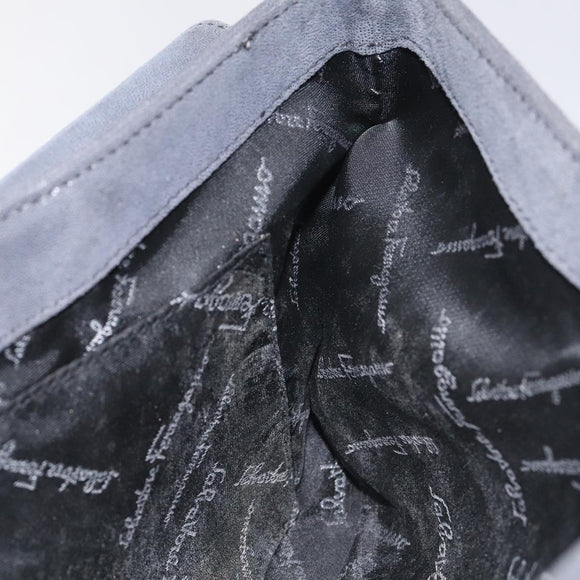 Salvatore Ferragamo Vala Shoulder Bag Suede Gray Silver Auth BA3518