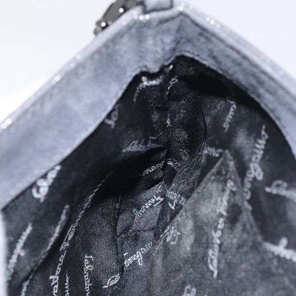 Salvatore Ferragamo Vala Shoulder Bag Suede Gray Silver Auth BA3518