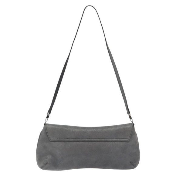 Salvatore Ferragamo Vala Shoulder Bag Suede Gray Silver Auth BA3518