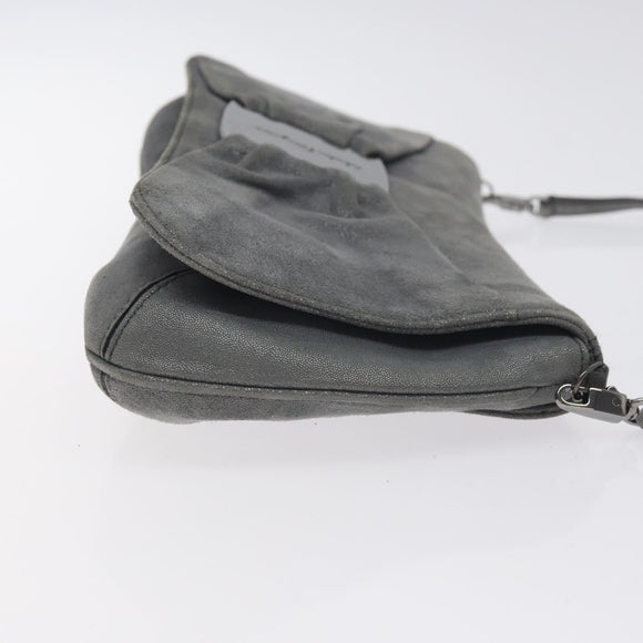 Salvatore Ferragamo Vala Shoulder Bag Suede Gray Silver Auth BA3518