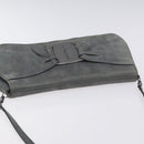 Salvatore Ferragamo Vala Shoulder Bag Suede Gray Silver Auth BA3518-6