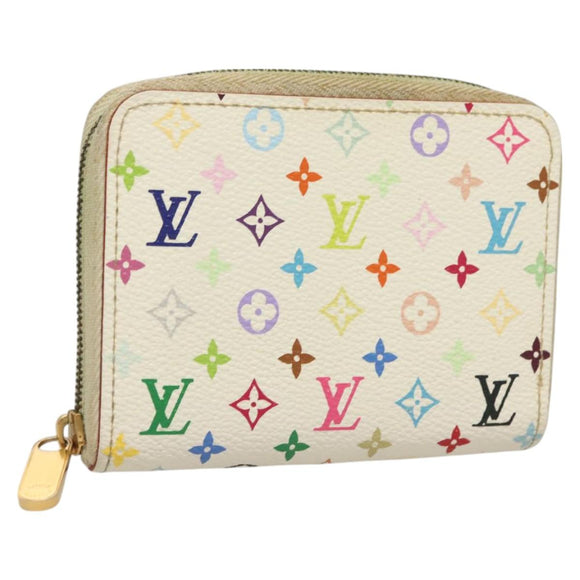 LOUIS VUITTON Monogram Multicolor Zippy Coin Purse White M93741 LV Auth BA3531