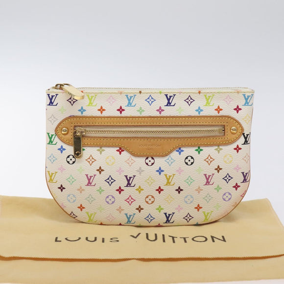 LOUIS VUITTON Monogram Multicolor Pochette GM Pouch White M60027 Auth BA3532V
