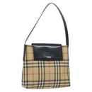 BURBERRY Nova Check Shoulder Bag PVC Beige Auth BA3536-1