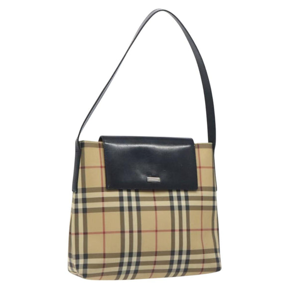 BURBERRY Nova Check Shoulder Bag PVC Beige Auth BA3536