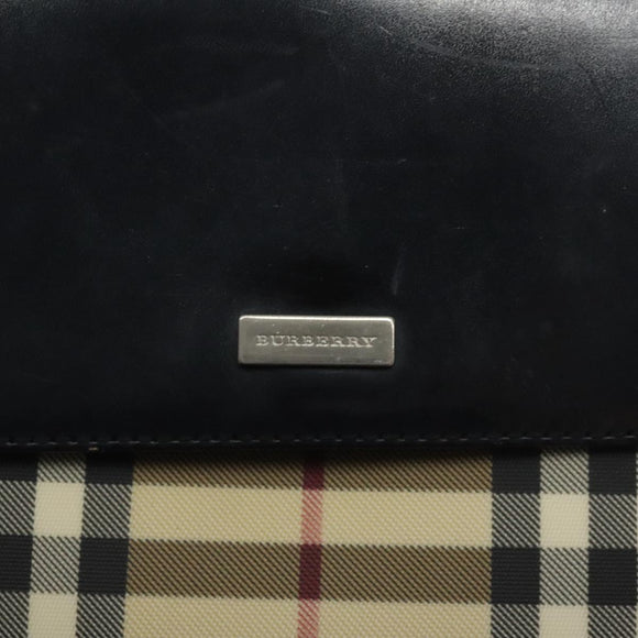 BURBERRY Nova Check Shoulder Bag PVC Beige Auth BA3536