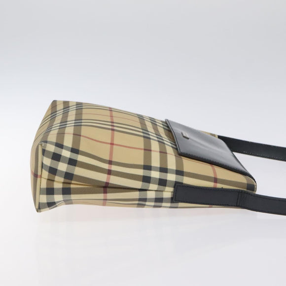 BURBERRY Nova Check Shoulder Bag PVC Beige Auth BA3536