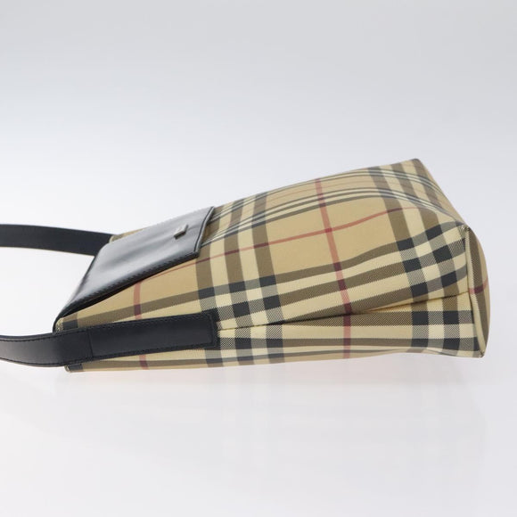 BURBERRY Nova Check Shoulder Bag PVC Beige Auth BA3536