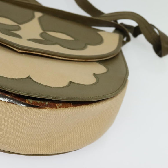 SAINT LAURENT Shoulder Bag Canvas Leather Khaki Auth BA3537