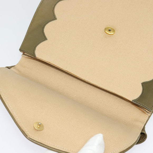 SAINT LAURENT Shoulder Bag Canvas Leather Khaki Auth BA3537