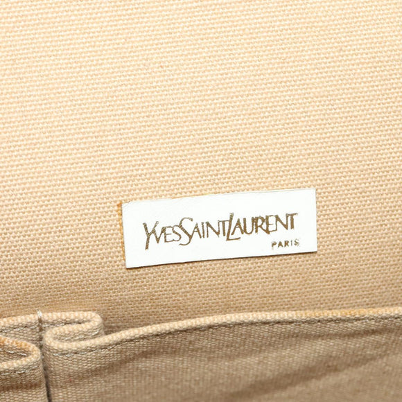 SAINT LAURENT Shoulder Bag Canvas Leather Khaki Auth BA3537