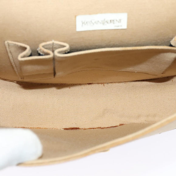 SAINT LAURENT Shoulder Bag Canvas Leather Khaki Auth BA3537