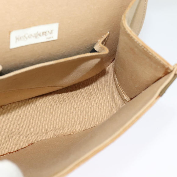 SAINT LAURENT Shoulder Bag Canvas Leather Khaki Auth BA3537