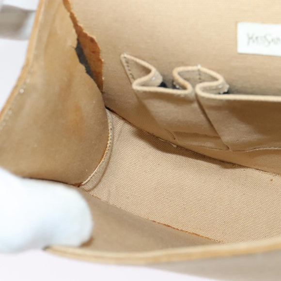 SAINT LAURENT Shoulder Bag Canvas Leather Khaki Auth BA3537