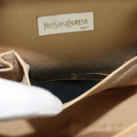 SAINT LAURENT Shoulder Bag Canvas Leather Khaki Auth BA3537