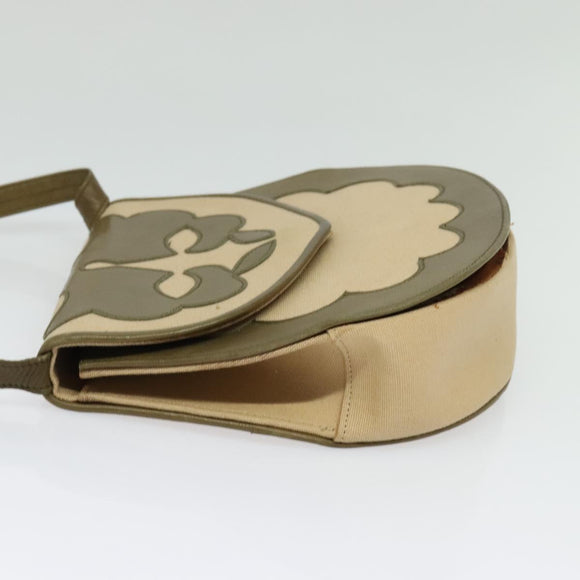 SAINT LAURENT Shoulder Bag Canvas Leather Khaki Auth BA3537