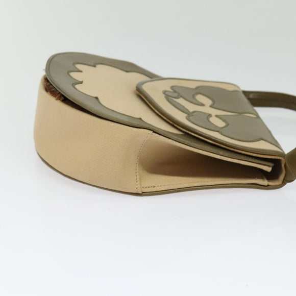 SAINT LAURENT Shoulder Bag Canvas Leather Khaki Auth BA3537