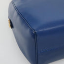 CELINE Shoulder Bag Leather Blue Gold Auth BA3538-14