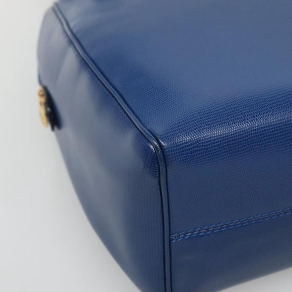 CELINE Shoulder Bag Leather Blue Gold Auth BA3538