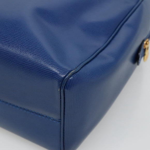 CELINE Shoulder Bag Leather Blue Gold Auth BA3538