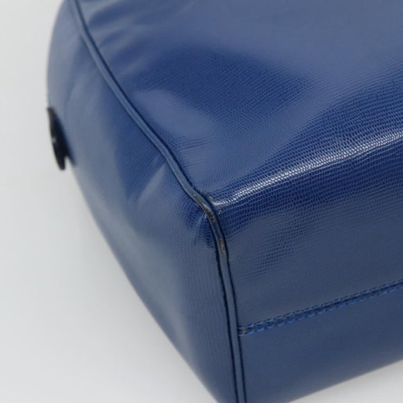 CELINE Shoulder Bag Leather Blue Gold Auth BA3538