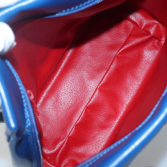 CELINE Shoulder Bag Leather Blue Gold Auth BA3538