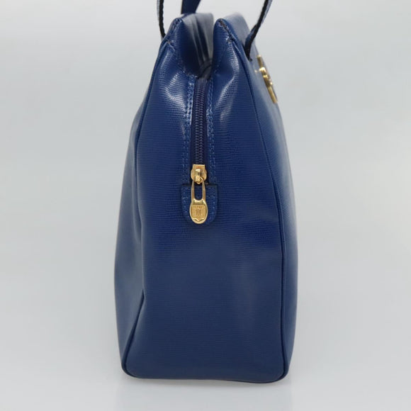 CELINE Shoulder Bag Leather Blue Gold Auth BA3538