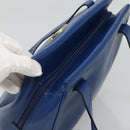 CELINE Shoulder Bag Leather Blue Gold Auth BA3538-6