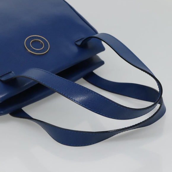 CELINE Shoulder Bag Leather Blue Gold Auth BA3538