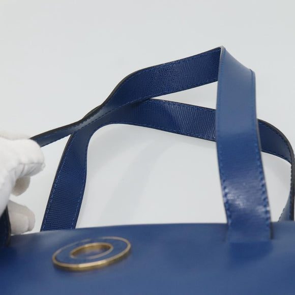 CELINE Shoulder Bag Leather Blue Gold Auth BA3538