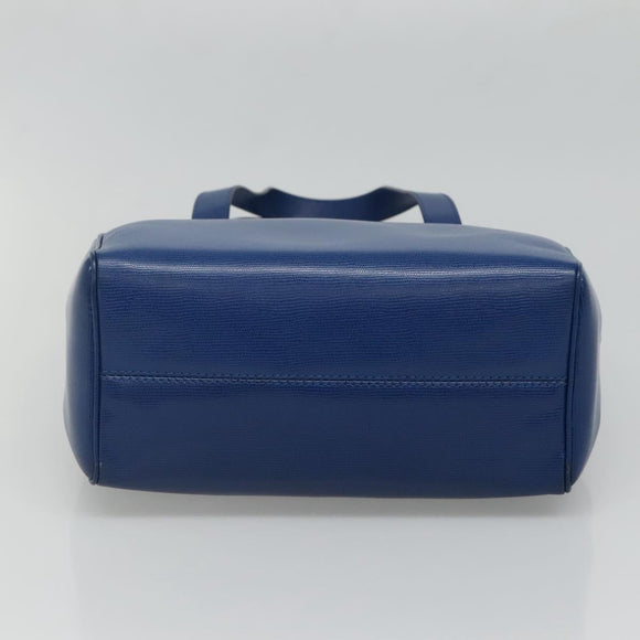 CELINE Shoulder Bag Leather Blue Gold Auth BA3538