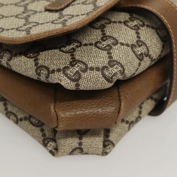 GUCCI GG Plus Supreme Shoulder Bag PVC Beige Gold Auth BA3539
