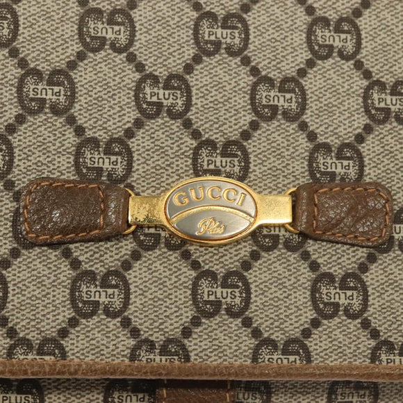 GUCCI GG Plus Supreme Shoulder Bag PVC Beige Gold Auth BA3539