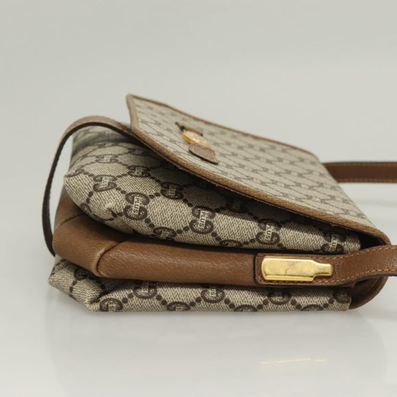 GUCCI GG Plus Supreme Shoulder Bag PVC Beige Gold Auth BA3539