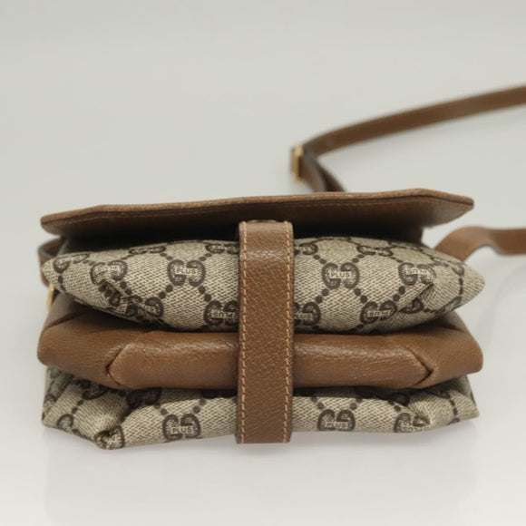 GUCCI GG Plus Supreme Shoulder Bag PVC Beige Gold Auth BA3539