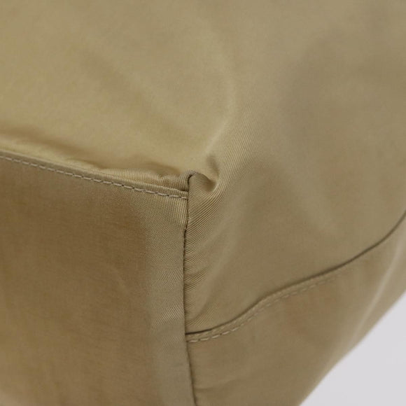 Christian Dior Maris Pearl Shoulder Bag Nylon Beige Silver Auth BA3544