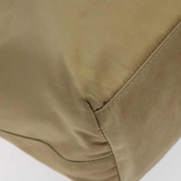 Christian Dior Maris Pearl Shoulder Bag Nylon Beige Silver Auth BA3544