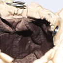 Christian Dior Maris Pearl Shoulder Bag Nylon Beige Silver Auth BA3544-17