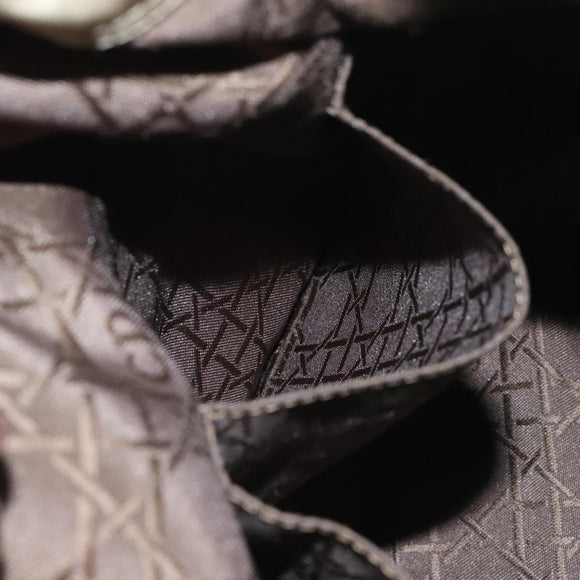 Christian Dior Maris Pearl Shoulder Bag Nylon Beige Silver Auth BA3544