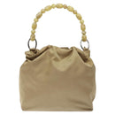 Christian Dior Maris Pearl Shoulder Bag Nylon Beige Silver Auth BA3544-2