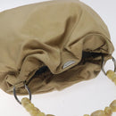 Christian Dior Maris Pearl Shoulder Bag Nylon Beige Silver Auth BA3544-6